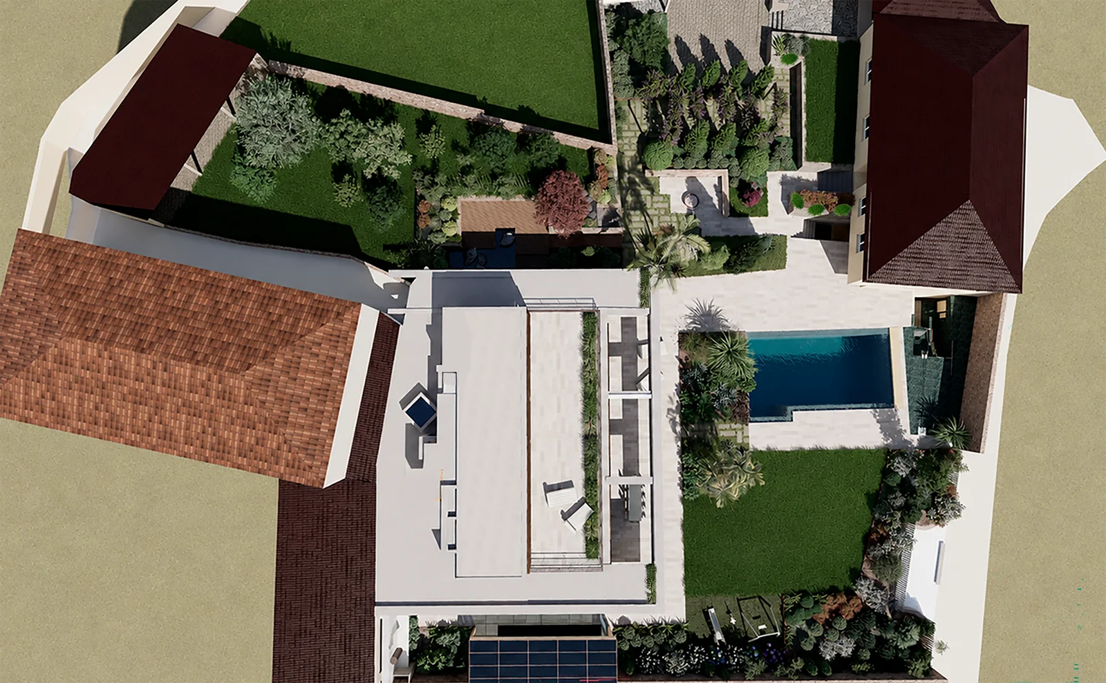Plano geral de um projeto de arquitetura paisagista, desenhado pelo gabinete Diaplant.