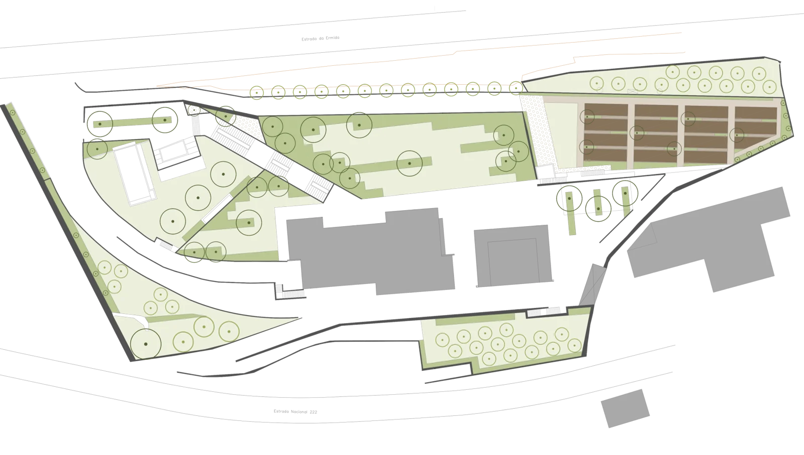 Plano geral do jardim sobre a implantação da moradia.